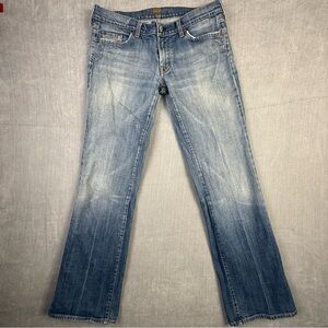 7 For All Mankind Womens Bootcut Jeans Light Wash Blue Denim Squiggle Pocket